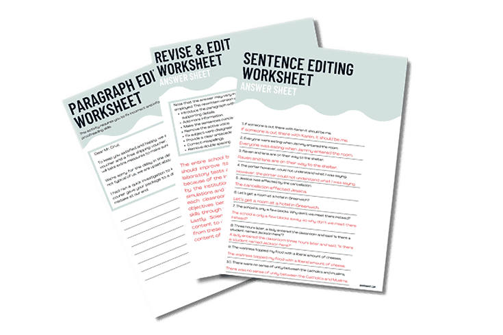 Proofreading Editing Worksheets
